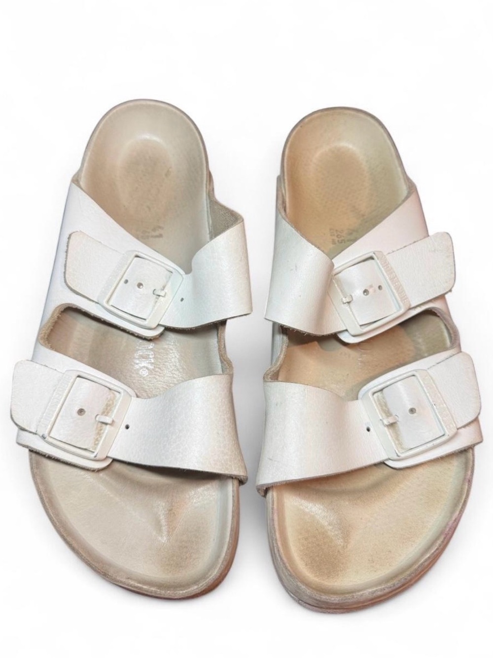 Birkenstock Arizona White Leather Double Strap Sandals Unisex Comfort Sandals 41